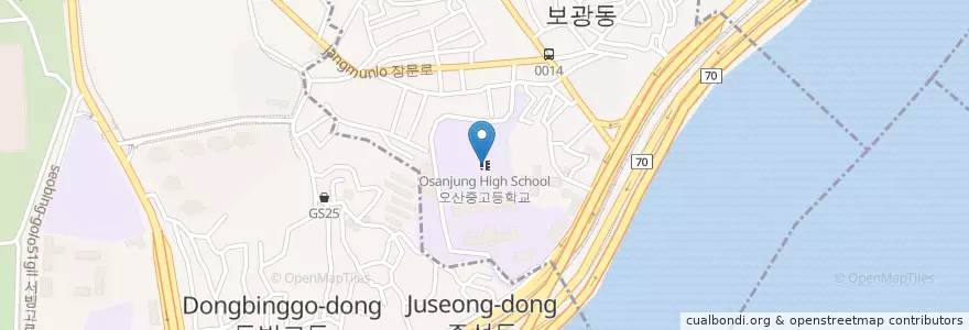 Mapa de ubicacion de 오산중고등학교 en Республика Корея, Сеул, 용산구, 보광동.