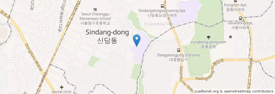 Mapa de ubicacion de 대경정보산업고등학교 en 대한민국, 서울, 성동구, 중구, 청구동.