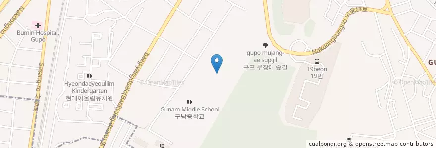 Mapa de ubicacion de 부산백양고등학교 en 大韓民国, 釜山, 北区, 亀浦洞.
