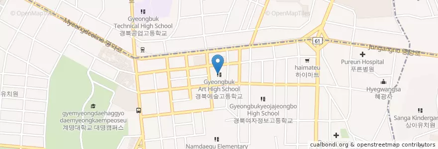 Mapa de ubicacion de 경북예술고등학교 en 대한민국, 대구, 남구.