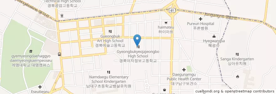Mapa de ubicacion de 경북여자정보고등학교 en 대한민국, 대구, 남구.
