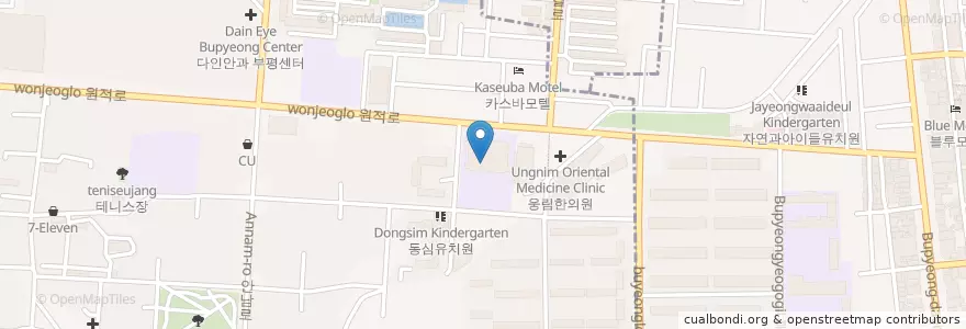 Mapa de ubicacion de 인천산곡고등학교 en Güney Kore, 인천, 부평구.