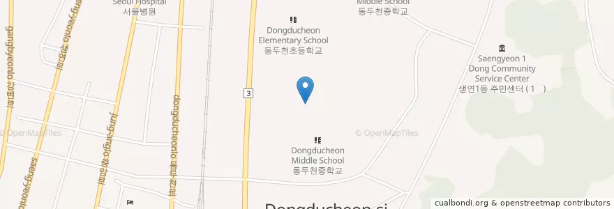 Mapa de ubicacion de 동두천정보산업고등학교 en 대한민국, 경기도, 동두천시.