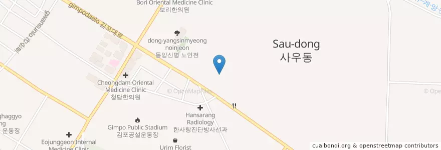 Mapa de ubicacion de 사우고등학교 en 대한민국, 경기도, 김포시.
