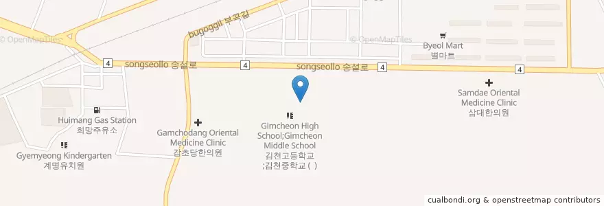 Mapa de ubicacion de 김천고등학교 en Coreia Do Sul, Gyeongsang Do Norte, 김천시.