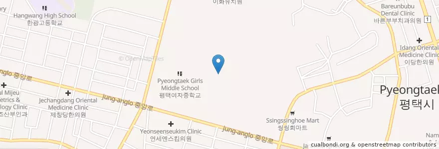 Mapa de ubicacion de 신한고등학교 en 大韓民国, 京畿道, 平沢市.