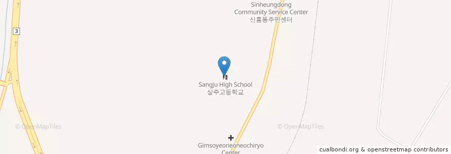 Mapa de ubicacion de 상주고등학교 en Coreia Do Sul, Gyeongsang Do Norte, 상주시.