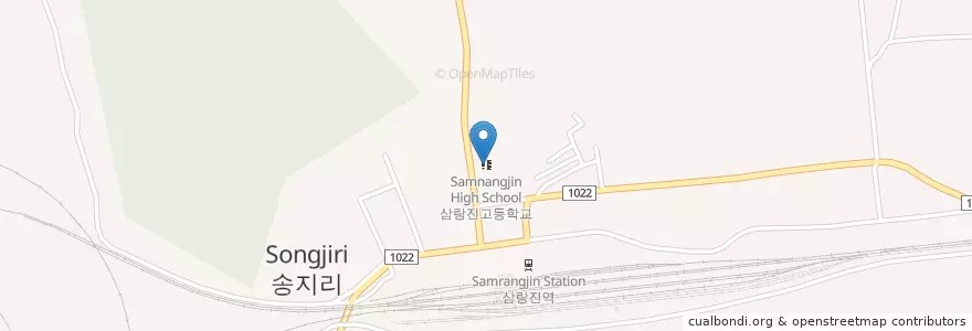 Mapa de ubicacion de 삼랑진고등학교 en Corea Del Sur, Gyeongsang Del Sur, 밀양시.