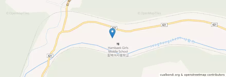 Mapa de ubicacion de 함백고등학교 en Korea Selatan, Gangwon, 정선군.