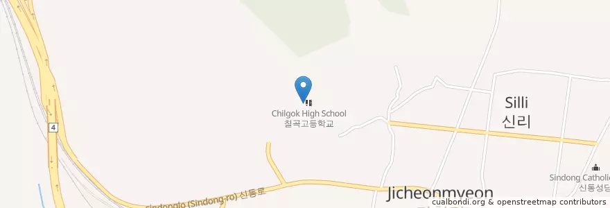 Mapa de ubicacion de 칠곡고등학교 en Südkorea, Gyeongsangbuk-Do, 칠곡군.