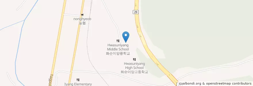 Mapa de ubicacion de 화순이양고등학교 en 대한민국, 전라남도, 화순군.