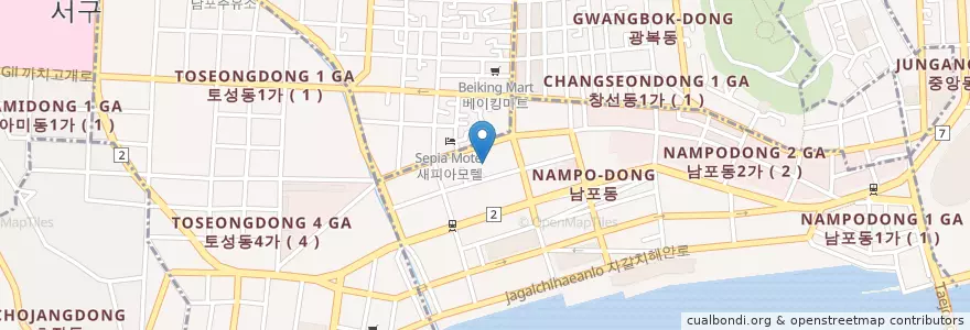 Mapa de ubicacion de CGV 남포 en Corea Del Sud, Busan, 남포동.