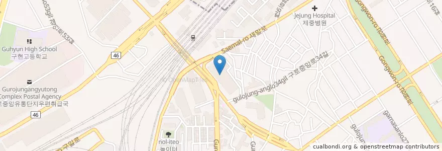Mapa de ubicacion de CGV 구로 en 대한민국, 서울, 구로구.