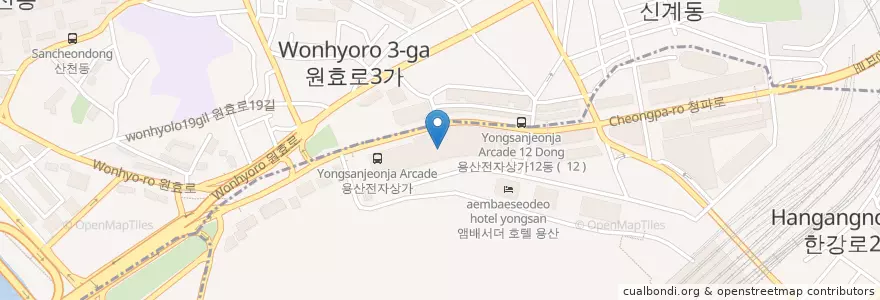 Mapa de ubicacion de 롯데시네마극장 en Corée Du Sud, Séoul, 용산구, 원효로1동.