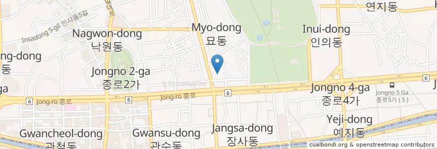 Mapa de ubicacion de 씨너스 단성사 en كوريا الجنوبية, سول, 종로구, 종로1·2·3·4가동.