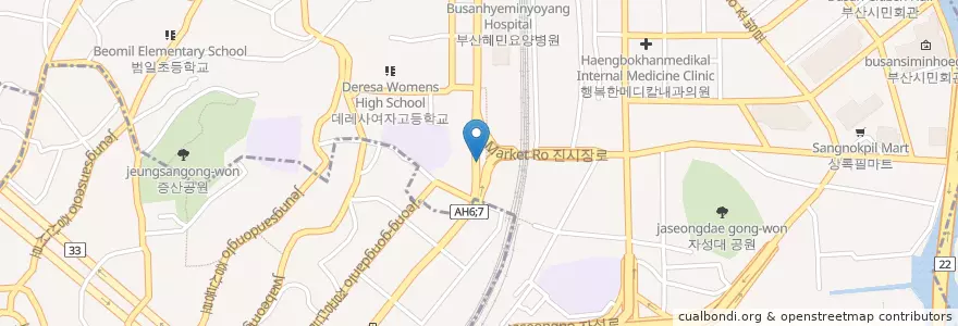 Mapa de ubicacion de 삼일극장 en كوريا الجنوبية, بسان, 동구, 범일동.