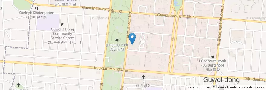 Mapa de ubicacion de CGV 인천 en Güney Kore, 인천, 남동구, 구월동.