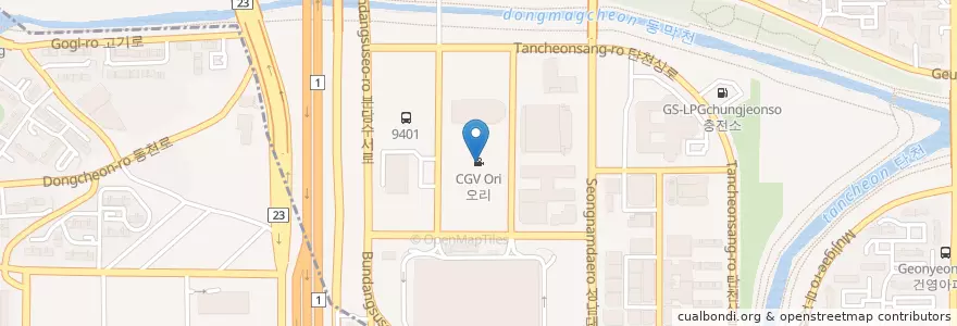 Mapa de ubicacion de CGV 오리 en 大韓民国, 京畿道, 盆唐区.