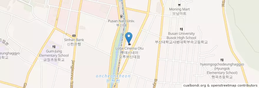 Mapa de ubicacion de 롯데시네마 오투부산대점 en Zuid-Korea, Busan, 금정구, 부곡동.