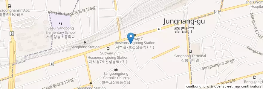 Mapa de ubicacion de 상봉시네마 en Corea Del Sur, Seúl, 중랑구.