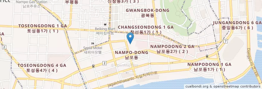 Mapa de ubicacion de 대영시네마 en كوريا الجنوبية, بسان, 남포동.