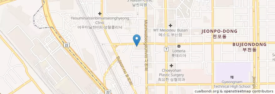 Mapa de ubicacion de 메가박스 서면점 en Corée Du Sud, Busan, 부산진구, 부전동.