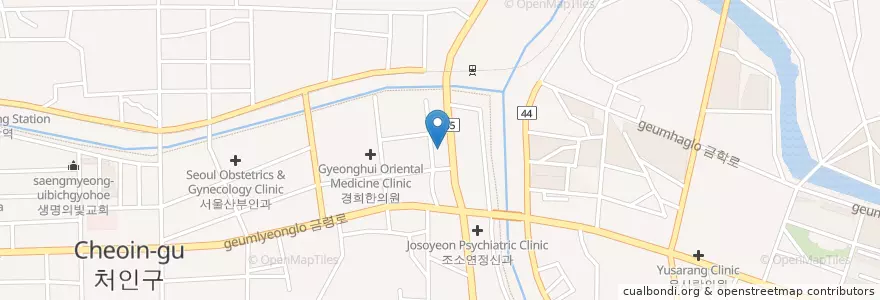 Mapa de ubicacion de 회성시네마 en Республика Корея, Кёнгидо, 용인시, 처인구.