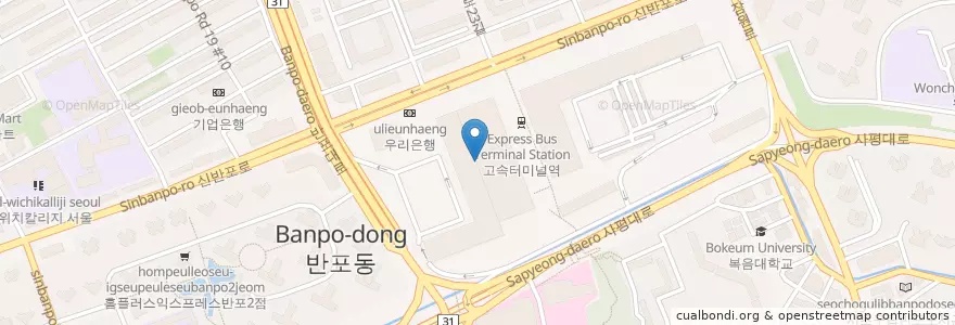 Mapa de ubicacion de 메가박스 센트럴 en كوريا الجنوبية, سول, 서초구, 반포동.