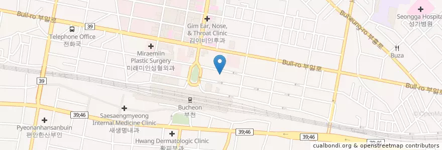 Mapa de ubicacion de 성은극장 en كوريا الجنوبية, 경기도, 부천시.