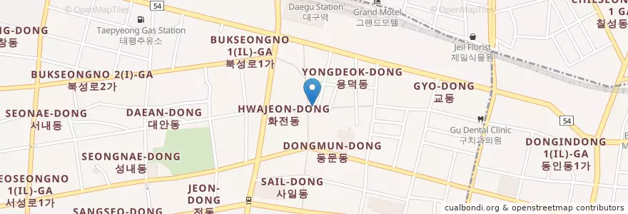 Mapa de ubicacion de 가고파극장 en 대한민국, 대구, 중구, 성내동.