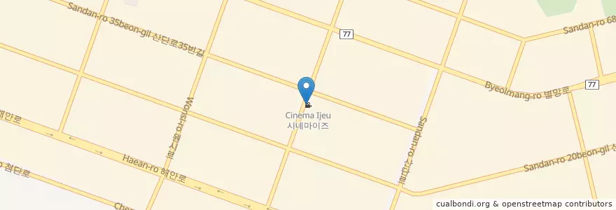 Mapa de ubicacion de 시네마이즈 en Республика Корея, Кёнгидо, 안산시, 단원구.