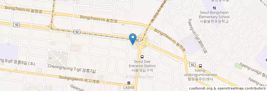 Mapa de ubicacion de 롯데시네마 서울대입구 en Corea Del Sur, Seúl, 관악구, 청룡동.