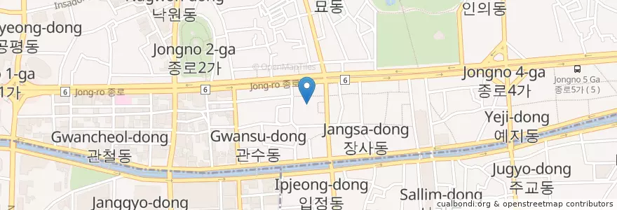 Mapa de ubicacion de 서울극장 en Zuid-Korea, Seoel, 종로1·2·3·4가동.