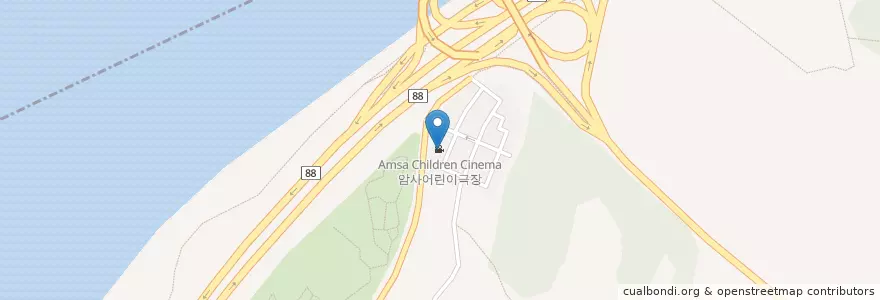 Mapa de ubicacion de 암사어린이극장 en Corée Du Sud, Séoul, 강동구, 암사동, 암사3동.