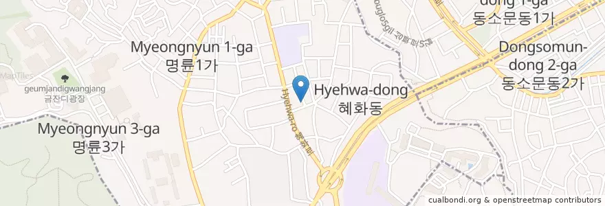 Mapa de ubicacion de 게릴라극장 en Corea Del Sur, Seúl, 성북구, 혜화동.