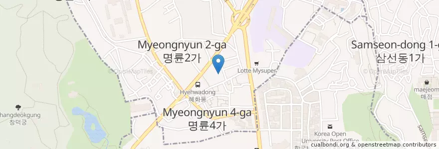 Mapa de ubicacion de 열린극장 en Korea Selatan, 서울, 종로구, 혜화동.