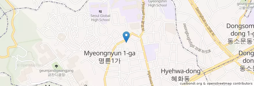 Mapa de ubicacion de 발렌타인극장 en 대한민국, 서울, 성북구, 혜화동.