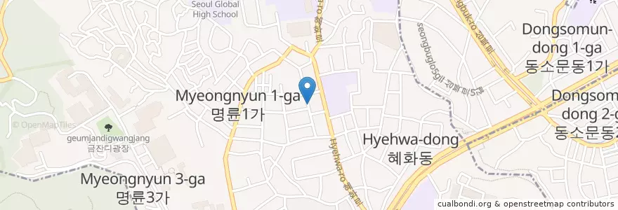 Mapa de ubicacion de 극단실험극장 en كوريا الجنوبية, سول, 성북구, 혜화동.