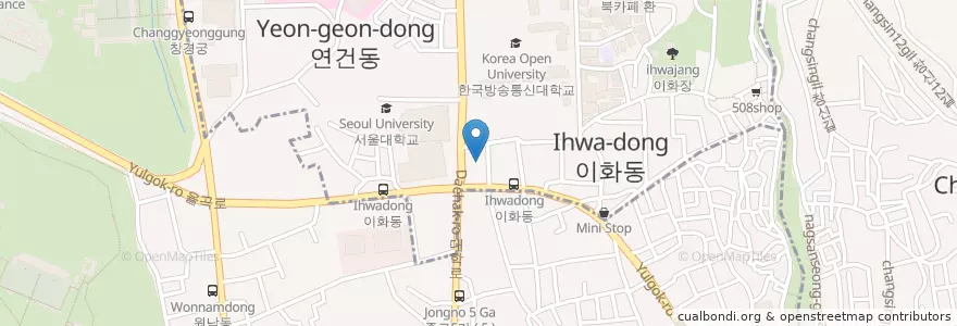 Mapa de ubicacion de 청운예술극장 en 대한민국, 서울, 종로구, 이화동.