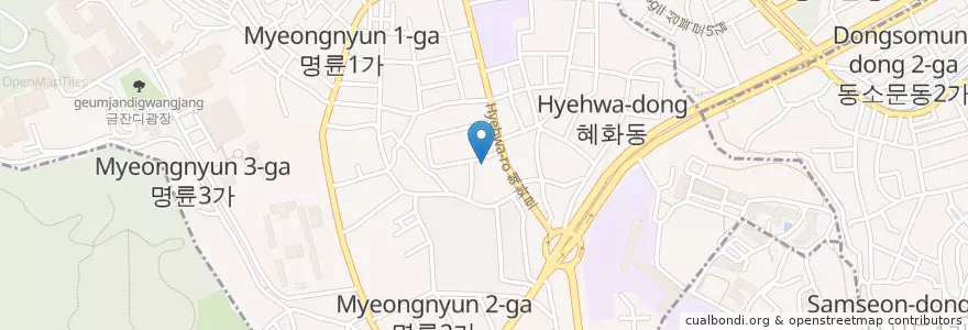 Mapa de ubicacion de 선돌극장 en Coreia Do Sul, Seul, 성북구, 혜화동.