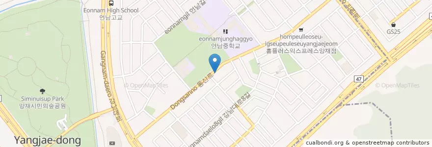 Mapa de ubicacion de 영동농협 en Coreia Do Sul, Seul, 서초구, 양재동, 양재2동.