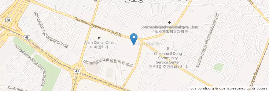 Mapa de ubicacion de 강동농협 en Corée Du Sud, Séoul, 강동구, 천호동.