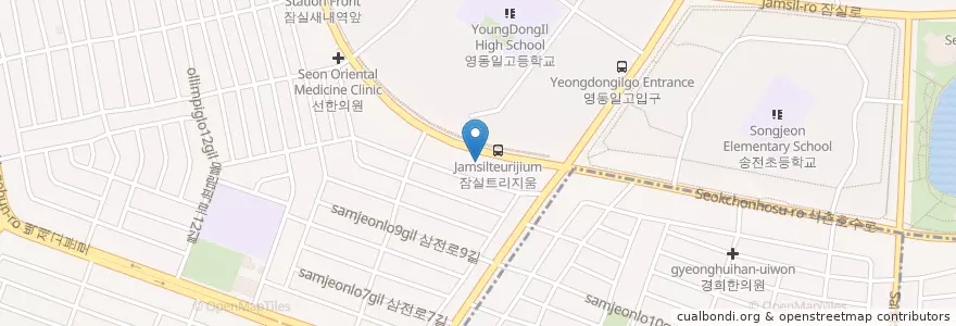 Mapa de ubicacion de 중앙농협 동잠실지점 en کره جنوبی, سئول, 송파구, 잠실본동.