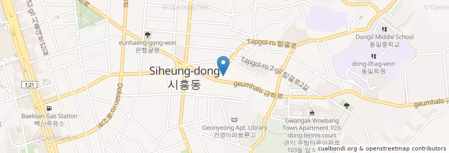 Mapa de ubicacion de 관악농협 en Coreia Do Sul, Seul, 금천구, 시흥5동.