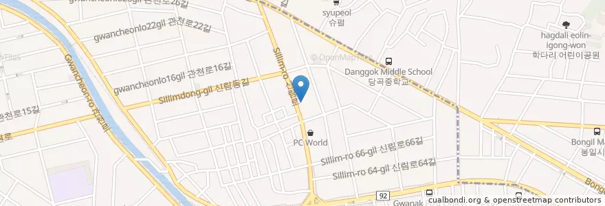 Mapa de ubicacion de 관악농협 en Südkorea, Seoul, 신림동.