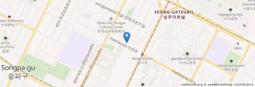 Mapa de ubicacion de 송파농협 en Республика Корея, Сеул, 송파구, 방이1동.