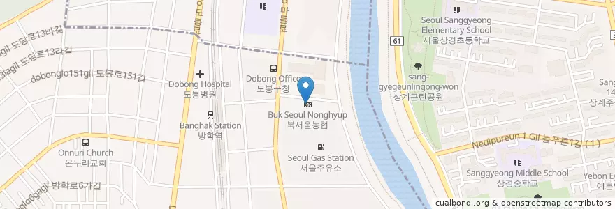 Mapa de ubicacion de 북서울농협 en 대한민국, 서울, 도봉구.