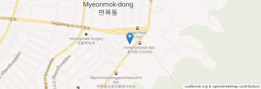 Mapa de ubicacion de 동서울농협 en 大韓民国, ソウル, 中浪区.