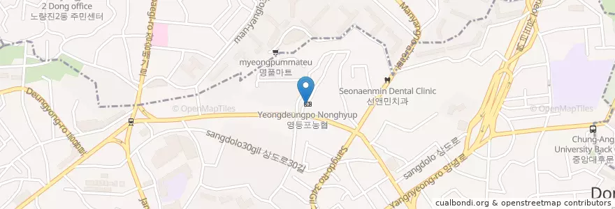 Mapa de ubicacion de 영등포농협 en Corée Du Sud, Séoul, 동작구, 상도2동.