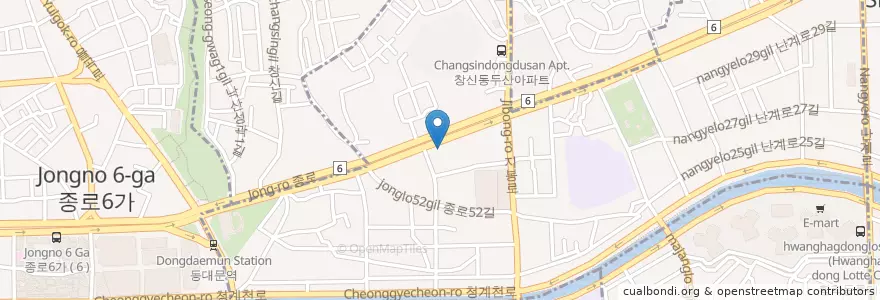 Mapa de ubicacion de 동서울농협 en Corée Du Sud, Séoul, 종로구, 창신1동.